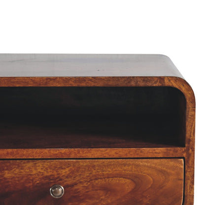 Cote Furniture | Large Curved Upper Slot Floating Bedside Table (Wall Mounted) - Chestnut  Curved, Bedside Tables IN3899