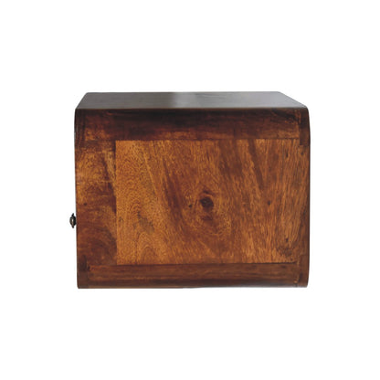 Cote Furniture | Large Curved Upper Slot Floating Bedside Table (Wall Mounted) - Chestnut  Curved, Bedside Tables IN3899