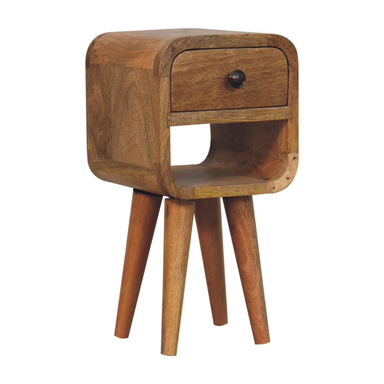 Cote Furniture | Compact Curve Lower Bedside Table - Oak  Ultra-Compact, Bedside Tables IN3909