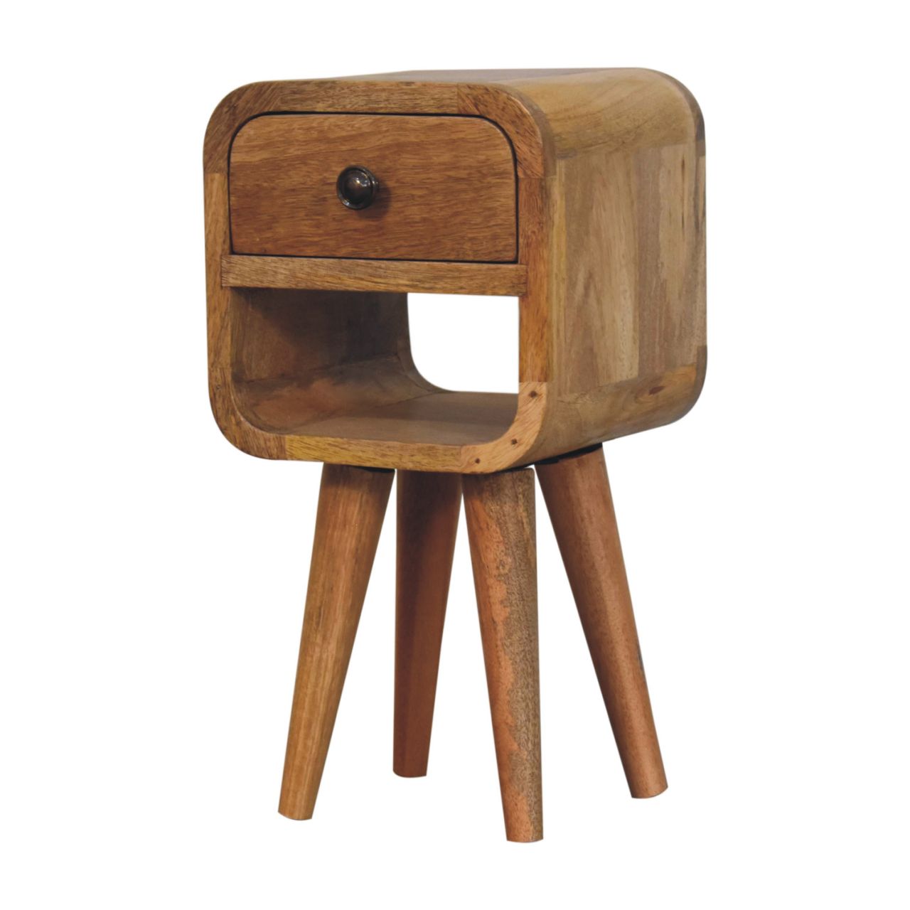 Cote Furniture | Compact Curve Lower Bedside Table - Oak  Ultra-Compact, Bedside Tables IN3909