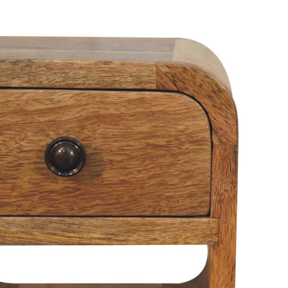 Cote Furniture | Compact Curve Lower Bedside Table - Oak  Ultra-Compact, Bedside Tables IN3909