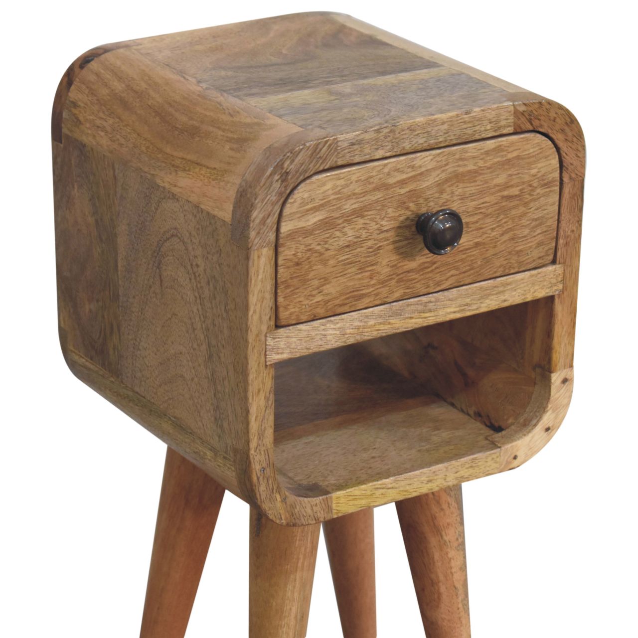 Cote Furniture | Compact Curve Lower Bedside Table - Oak  Ultra-Compact, Bedside Tables IN3909