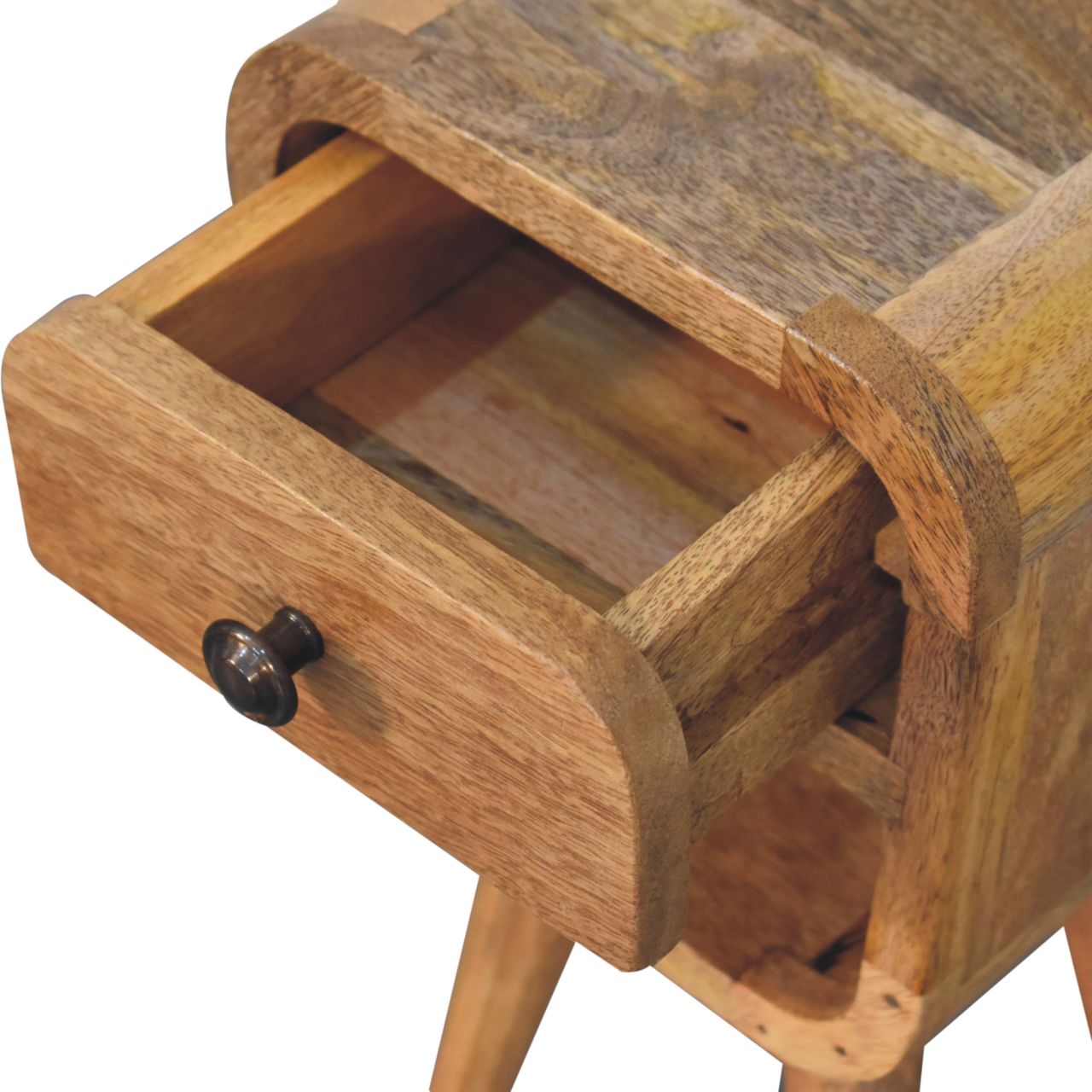 Cote Furniture | Compact Curve Lower Bedside Table - Oak  Ultra-Compact, Bedside Tables IN3909