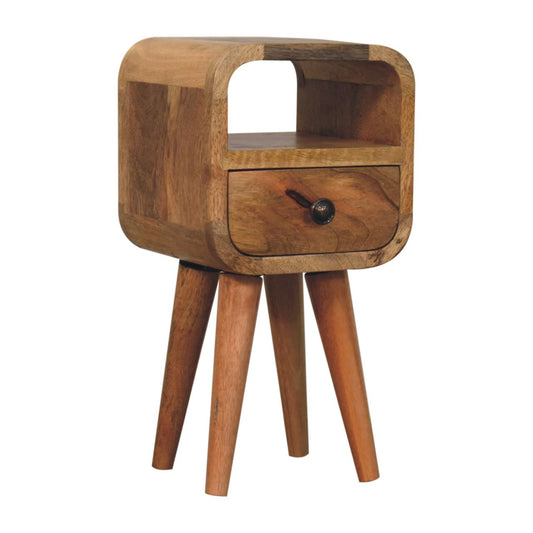 Cote Furniture | Compact Curve Open Slot Bedside Table - Oak  Ultra-Compact, Bedside Tables IN3910