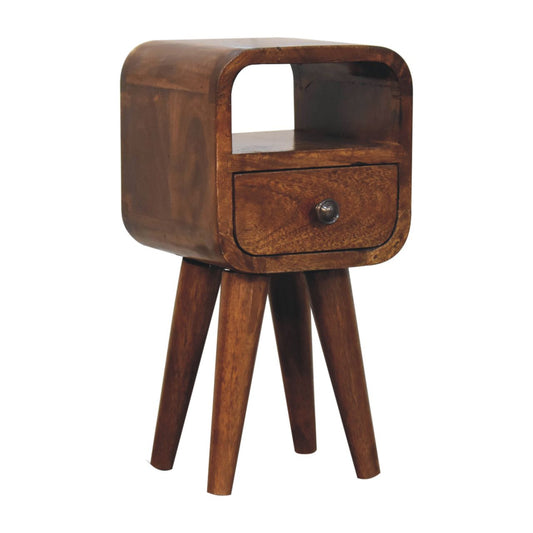 Cote Furniture | Compact Curve Open Slot Bedside Table - Chestnut  Ultra-Compact, Bedside Tables IN3911