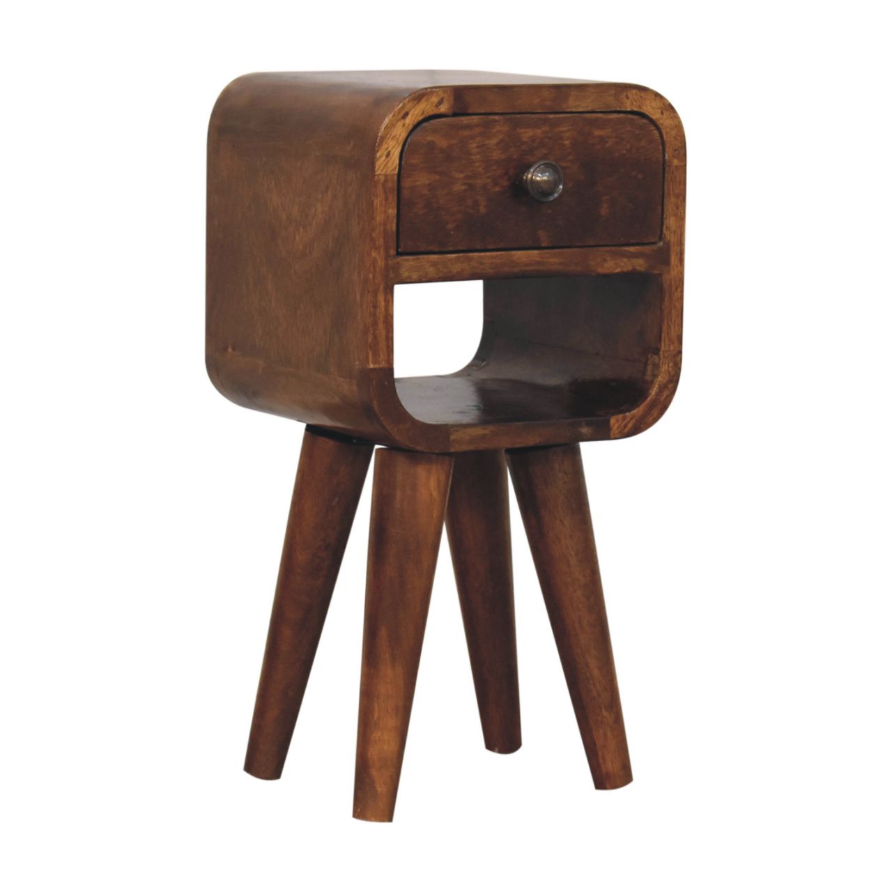 Cote Furniture | Compact Curve Lower Bedside Table - Chestnut  Ultra-Compact, Bedside Tables IN3912