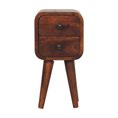 Cote Furniture | Compact Curved Bedside Table - Chestnut  Ultra-Compact, Bedside Tables IN3913