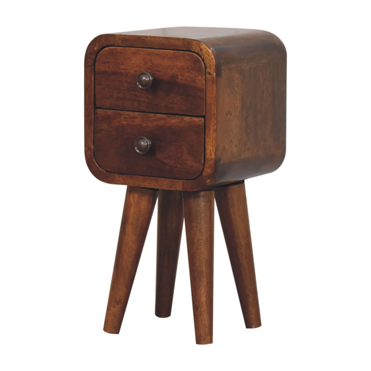 Cote Furniture | Compact Curved Bedside Table - Chestnut  Ultra-Compact, Bedside Tables IN3913