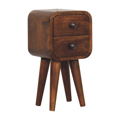 Cote Furniture | Compact Curved Bedside Table - Chestnut  Ultra-Compact, Bedside Tables IN3913