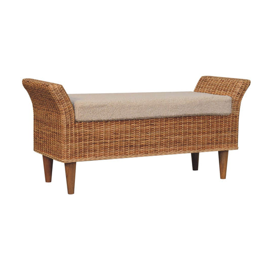 Cote Furniture | Riviera Boucle Woven Bench - Cream Rattan,  IN3928