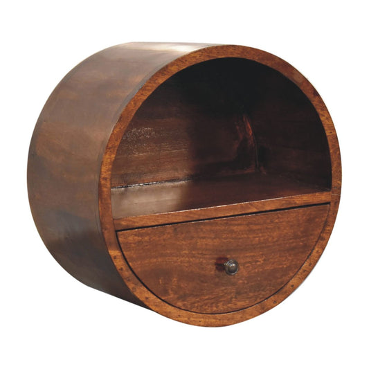 Cote Furniture | Circle Floating Wall Wouned Bedside Table (Wall Mounted) - Chestnut Bedside Tables IN3931