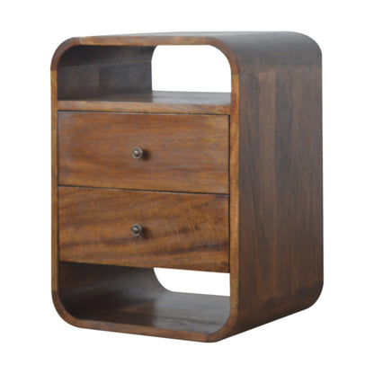 Cote Furniture | Curve 2 Drawer Bedside Table - Chestnut  Bedside Tables IN892