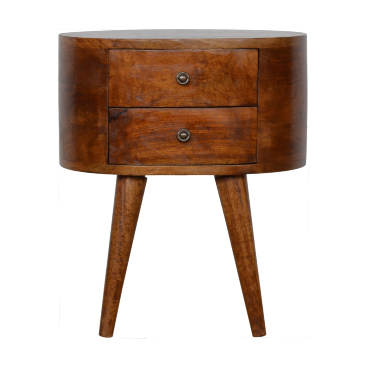 Cote Furniture | Rounded Bedside Table - Chestnut  Compact, Bedside Tables IN907