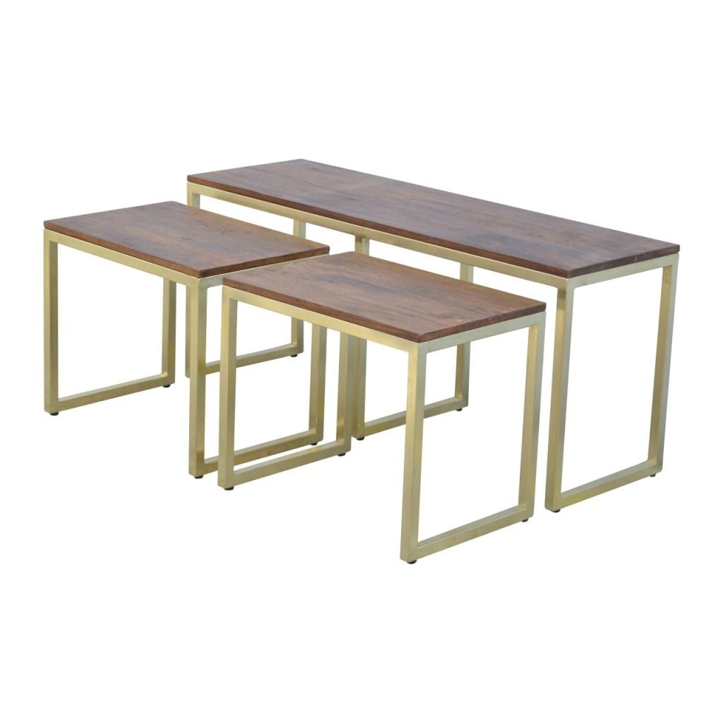 Cote Furniture | Chunky Gold Nest of Tables - Chestnut Nest of Tables, Side Tables IN302