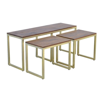 Cote Furniture | Chunky Gold Nest of Tables - Chestnut Nest of Tables, Side Tables IN302