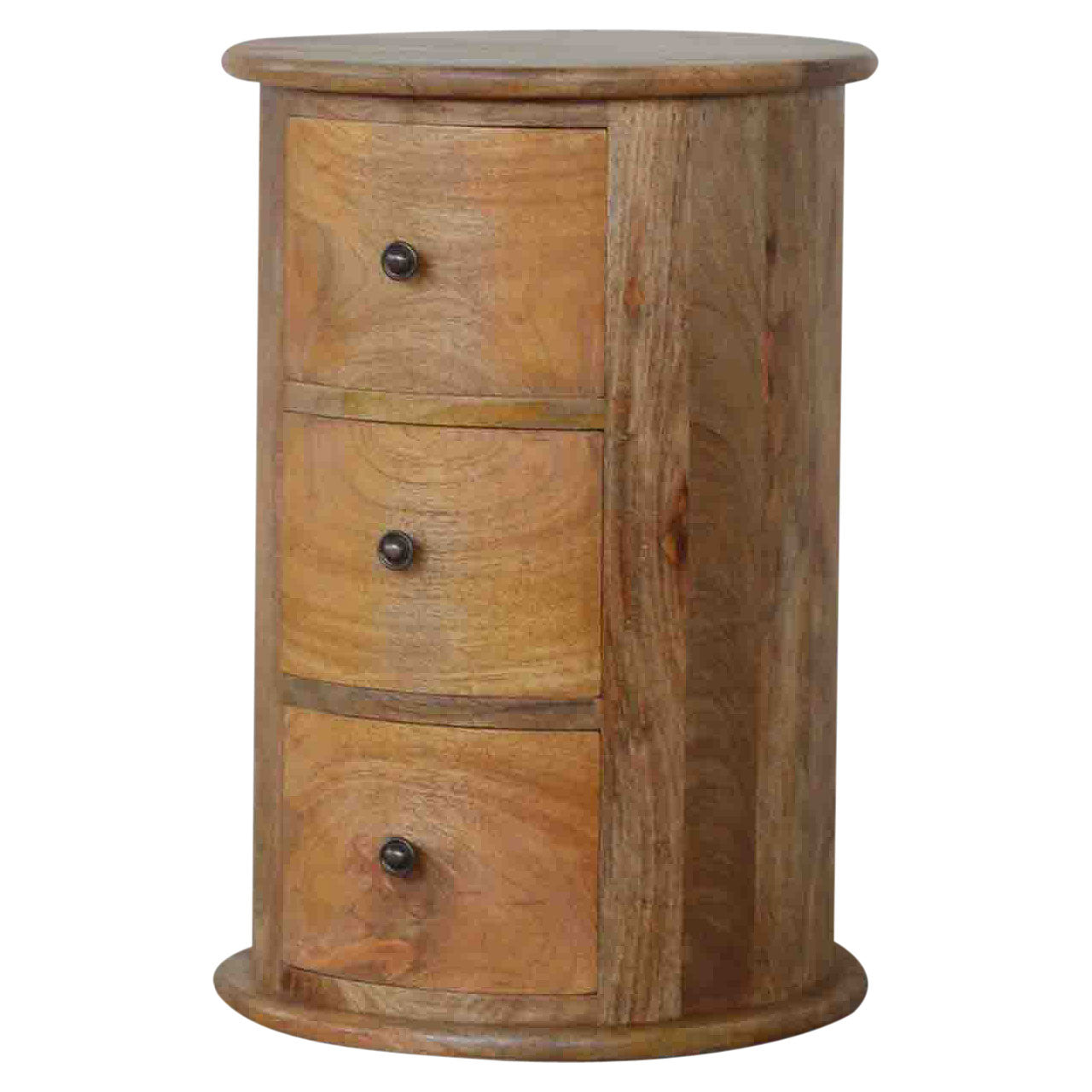 Cote Furniture | Drum Bedside Table 3 Drawer - Oak Bedside Tables IN015