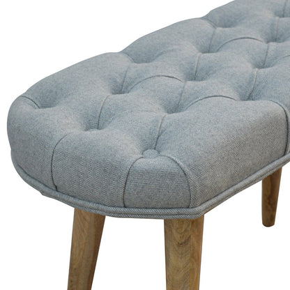 Cote Furniture | Grey Deep Button Tweed Bench - Oak Hallway Seating & Storage, Accent Chairs & Armchairs IN145