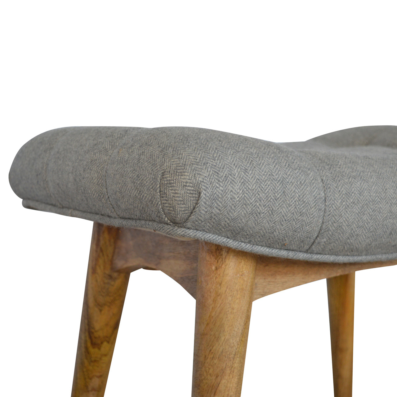 Cote Furniture | Curved Grey Tweed Bench - Classic Grey Hallway Seating & Storage, Accent Chairs & Armchairs IN146