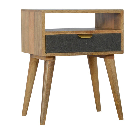 Cote Furniture | Grey Tweed Bedside Table with Open Slot - Oak Bedside Tables IN183