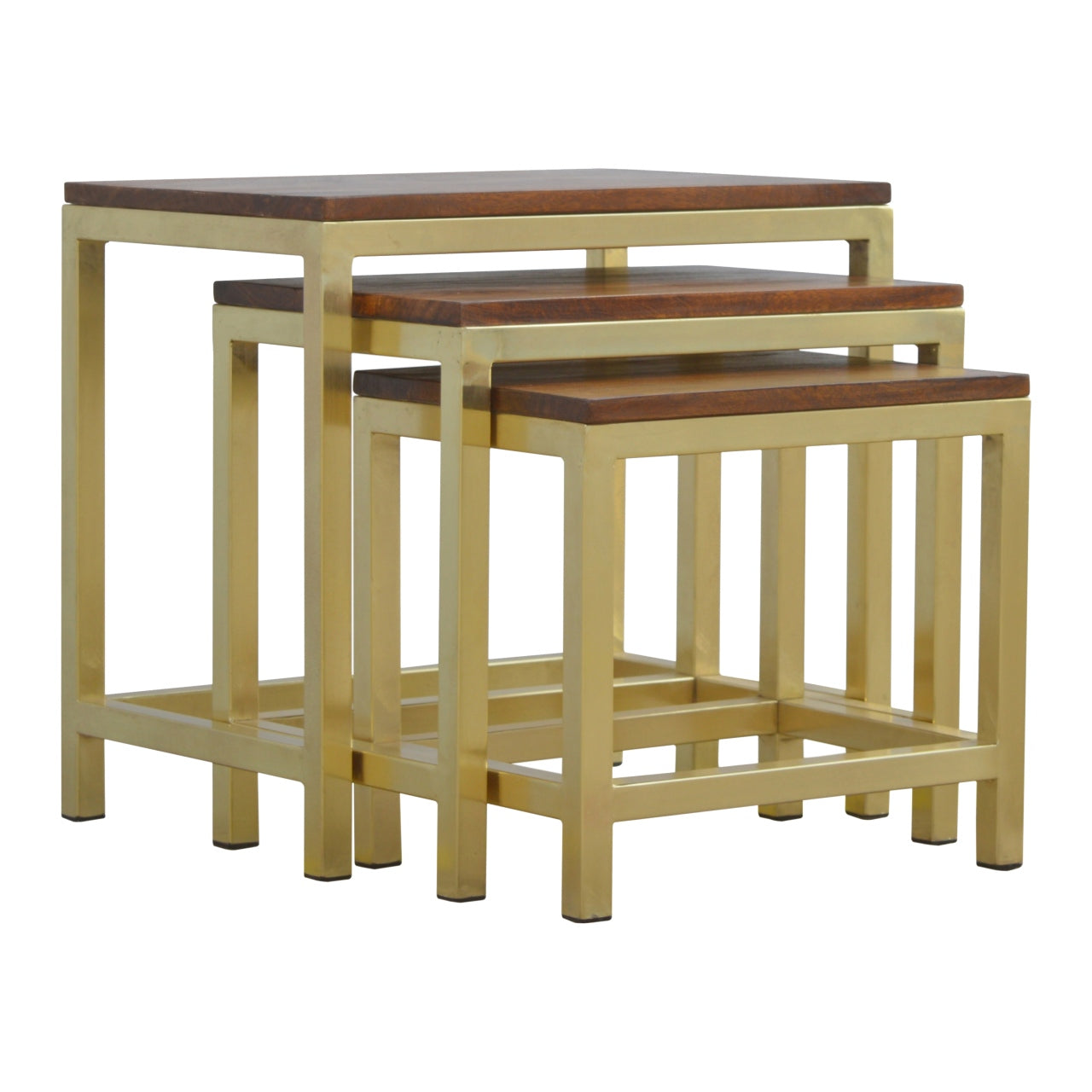 Cote Furniture | Chunky Nest of Tables Set of 3 - Gold  IN243