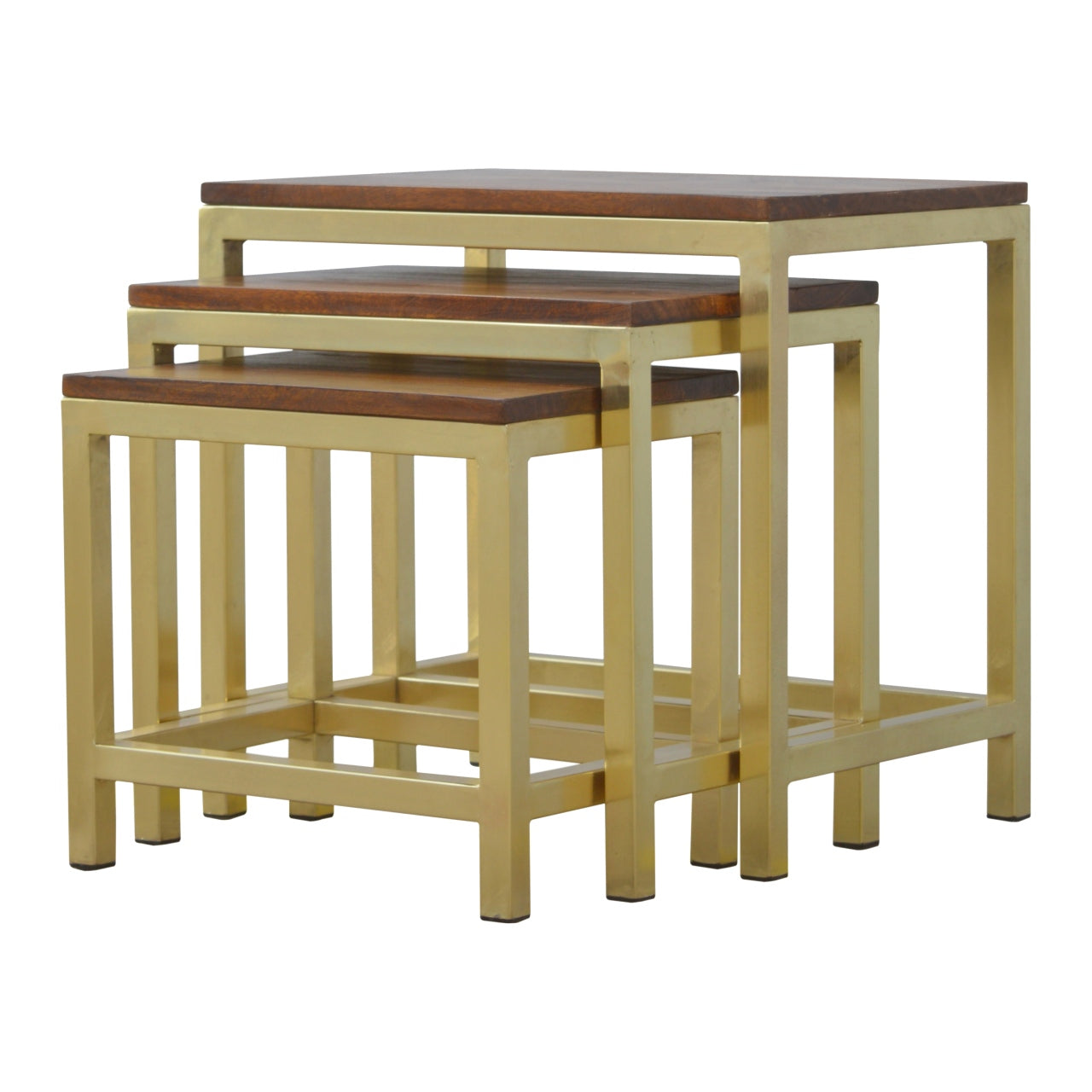 Cote Furniture | Chunky Nest of Tables Set of 3 - Gold  IN243