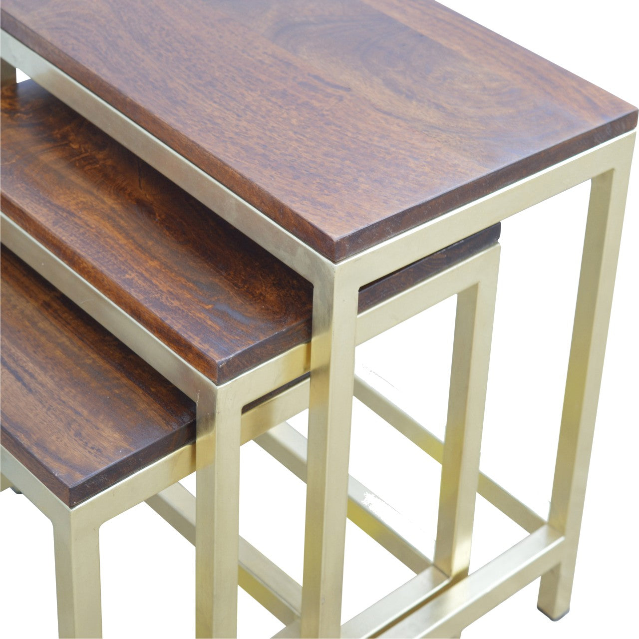 Cote Furniture | Chunky Nest of Tables Set of 3 - Gold  IN243