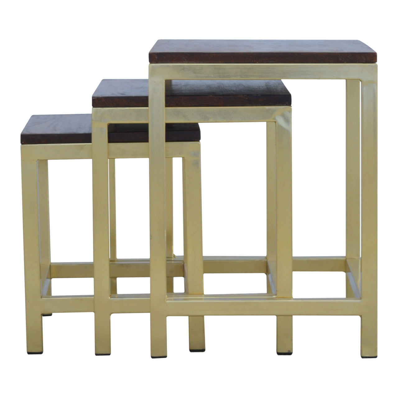 Cote Furniture | Chunky Nest of Tables Set of 3 - Gold  IN243