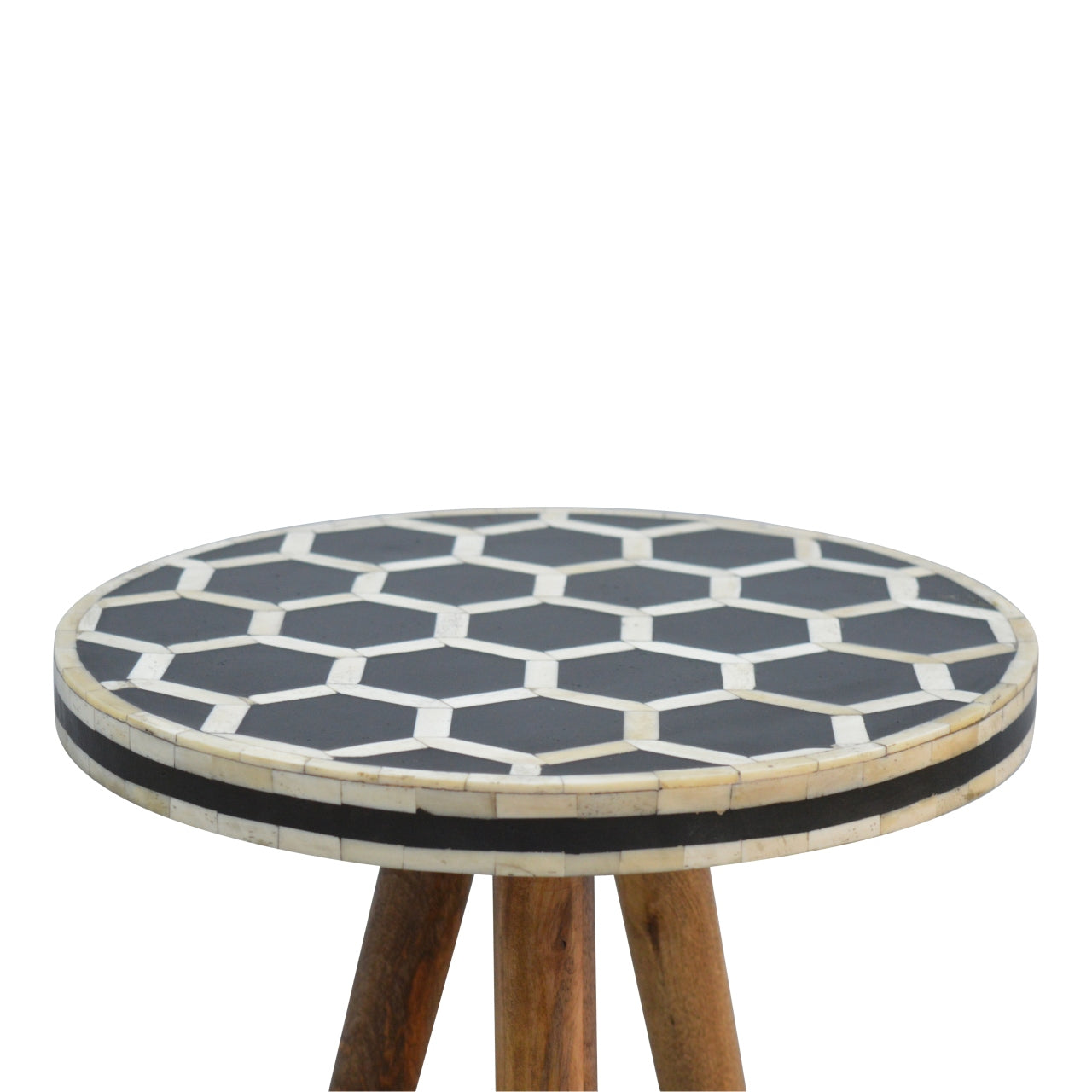 Cote Furniture | White Pattern Tripod Side Table - Oak Side Tables IN263