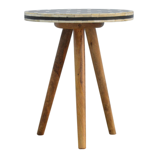 Cote Furniture | White Pattern Tripod Side Table - Oak Side Tables IN263