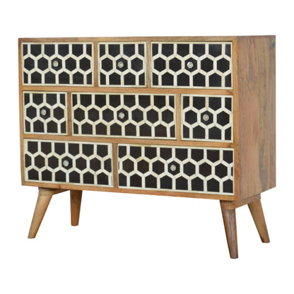 Cote Furniture | White Pattern Chest of Drawers - Oak Chest of Drawers IN321