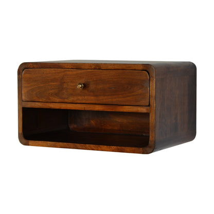 Cote Furniture | Curved Floating Bedside Table (Wall Mounted) - Chestnut Curved, Bedside Tables IN705