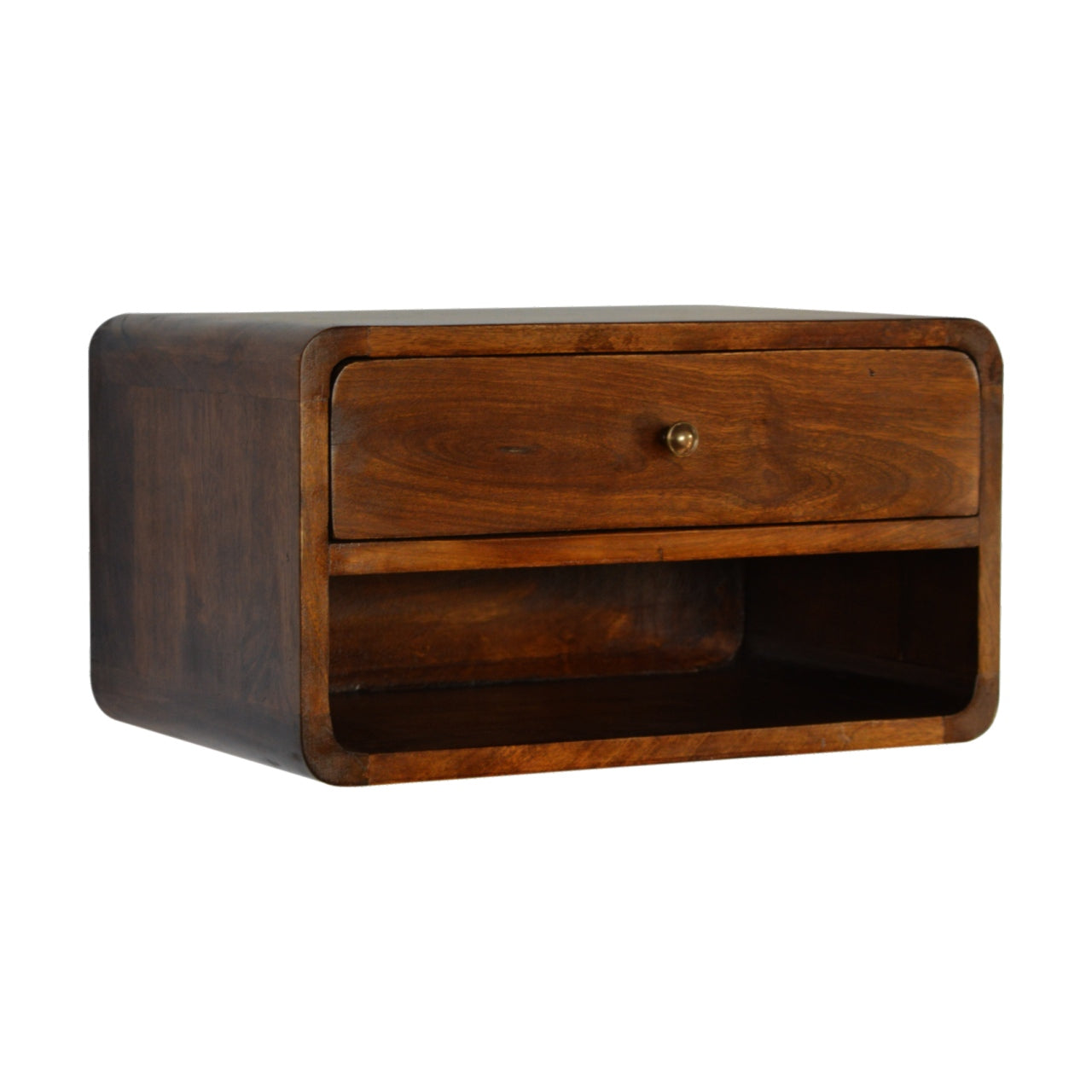 Cote Furniture | Curved Floating Bedside Table (Wall Mounted) - Chestnut Curved, Bedside Tables IN705