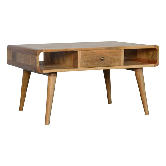 Cote Furniture | Curved Coffee Table 2 Drawer - Oak Curved, Coffee Tables IN713