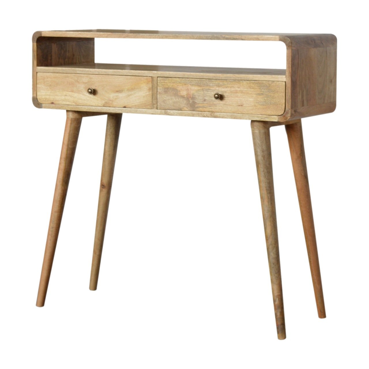 Cote Furniture | Curved Console Table 2 Drawer - Oak Curved, Console Tables IN714