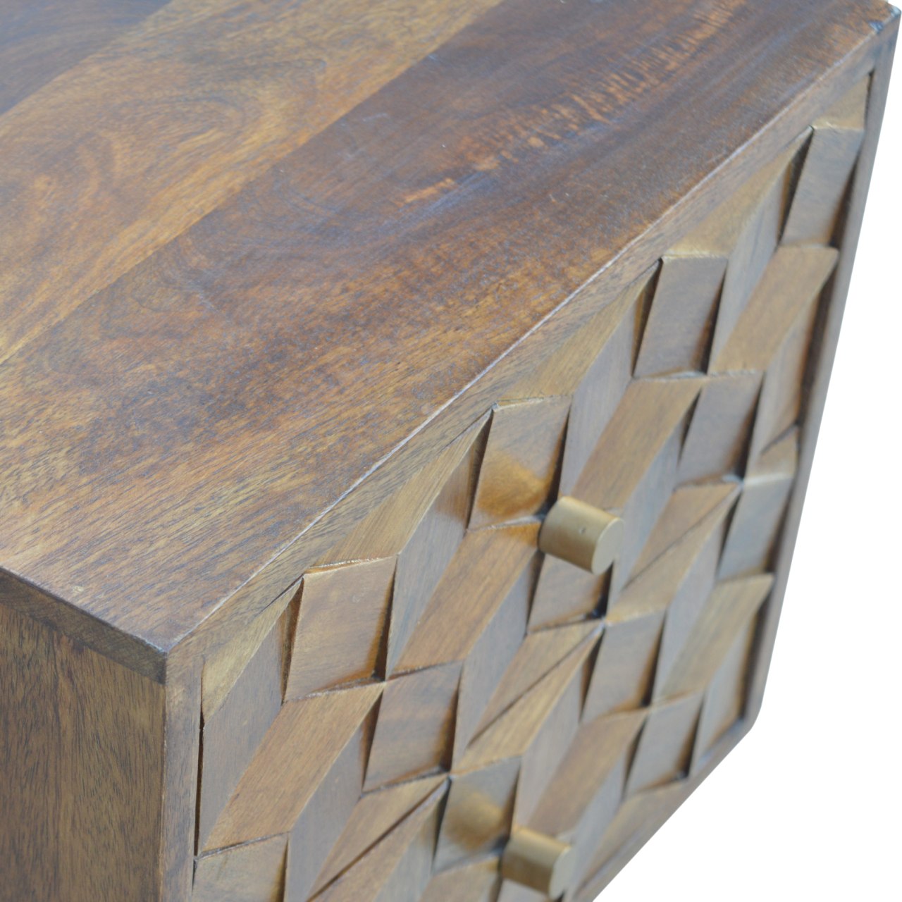 Cote Furniture | Cube Carved Bedside Table - Chestnut  Bedside Tables IN781