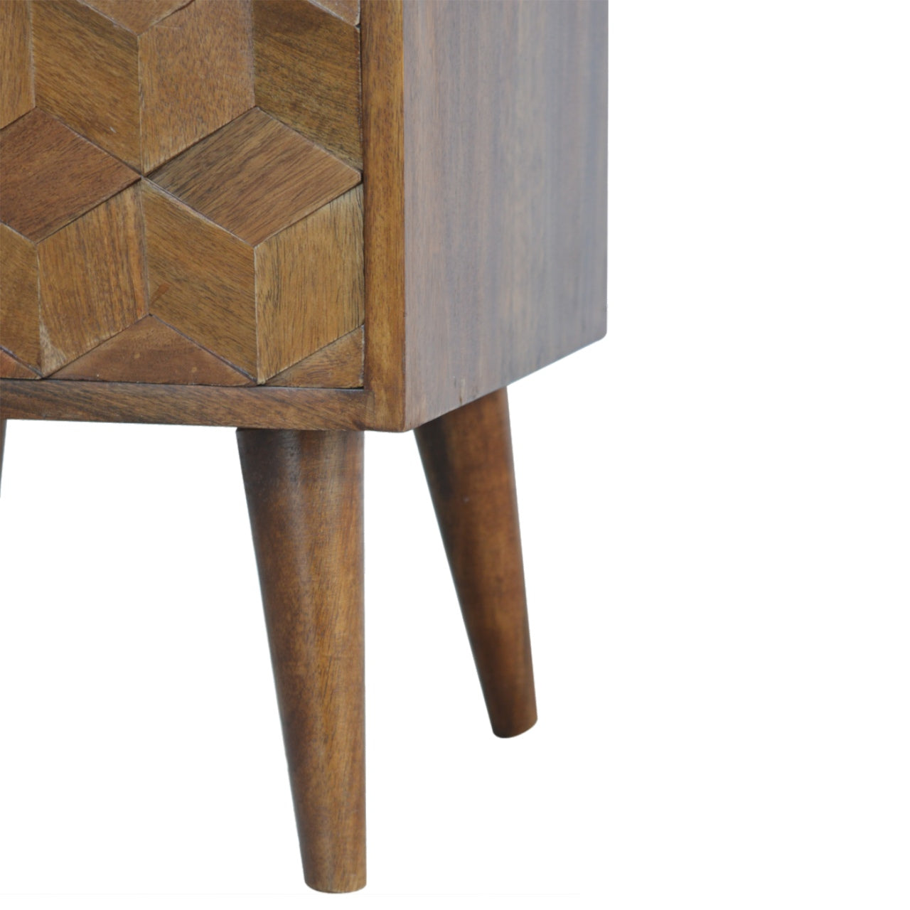 Cote Furniture | Cube Carved Bedside Table - Chestnut  Bedside Tables IN781