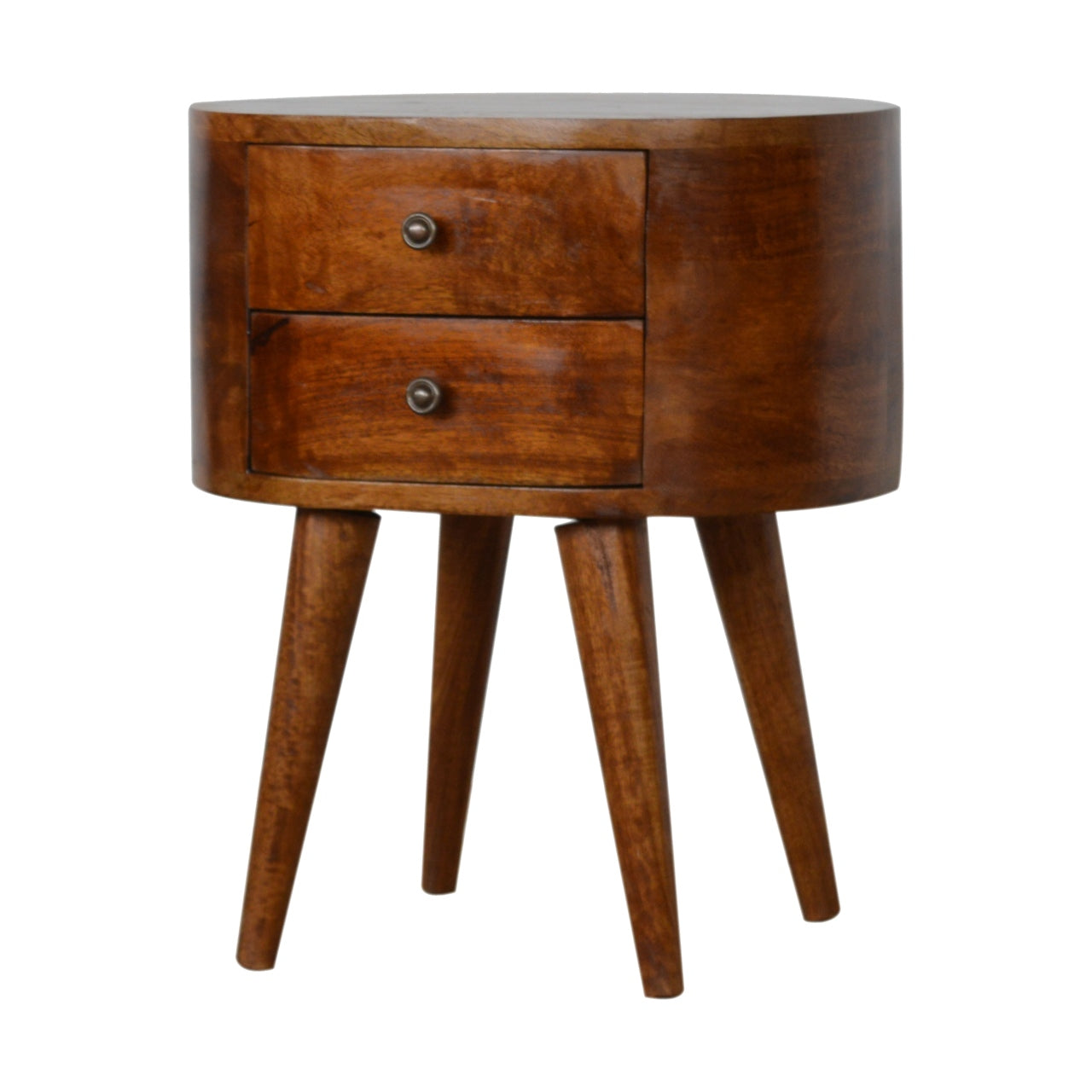 Cote Furniture | Rounded Bedside Table - Chestnut  Compact, Bedside Tables IN907