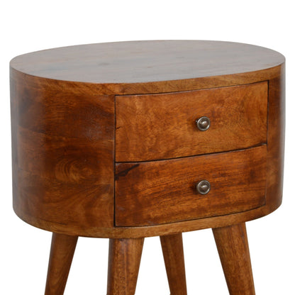 Cote Furniture | Rounded Bedside Table - Chestnut  Compact, Bedside Tables IN907