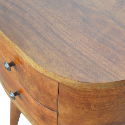 Cote Furniture | Rounded Bedside Table - Chestnut  Compact, Bedside Tables IN907