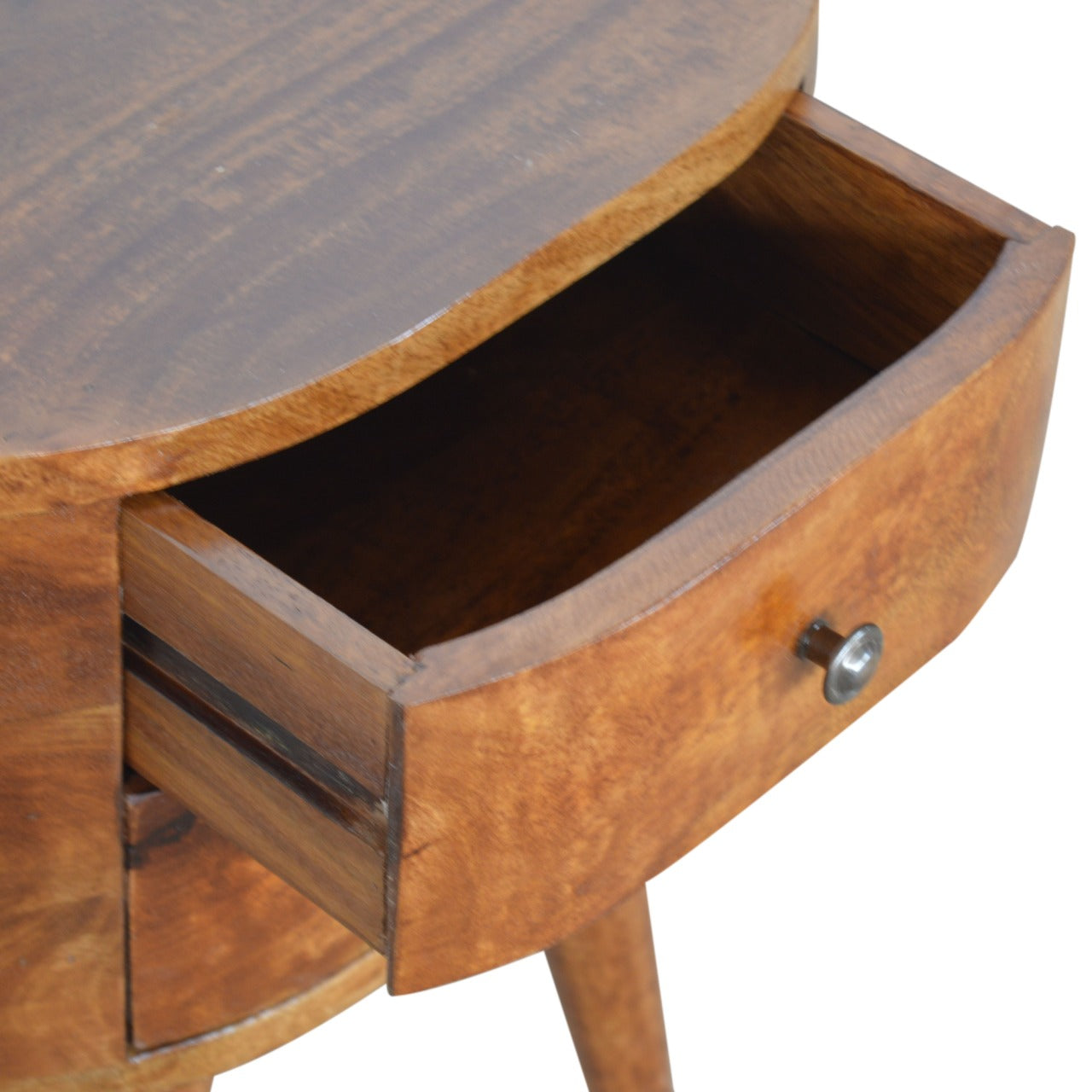 Cote Furniture | Rounded Bedside Table - Chestnut  Compact, Bedside Tables IN907