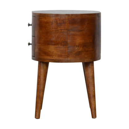 Cote Furniture | Rounded Bedside Table - Chestnut  Compact, Bedside Tables IN907